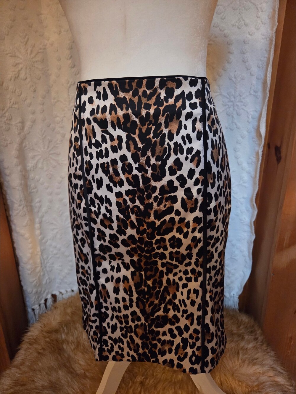 White House Black Market Animal-Print Pencil Skirt in Black and Brown